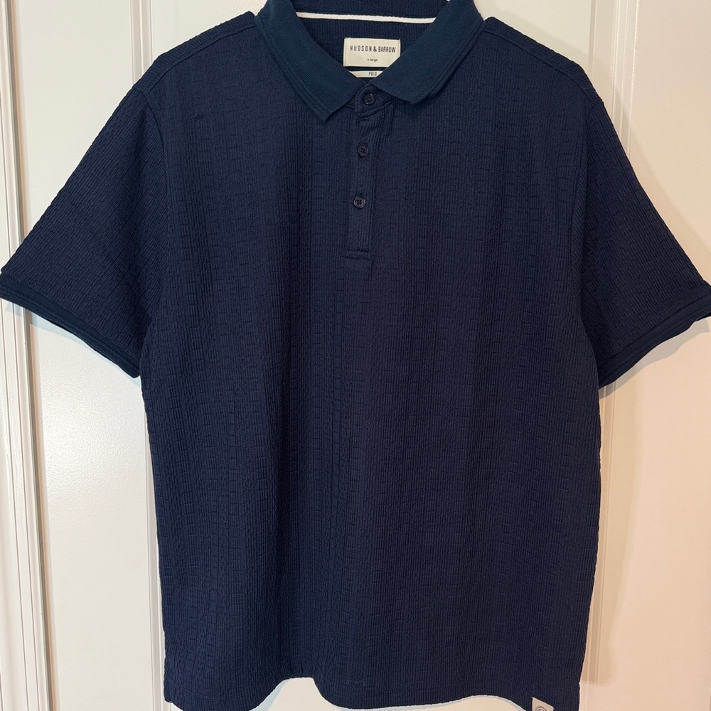 Textured Navy Blue Polo Shirt/ New with Tags